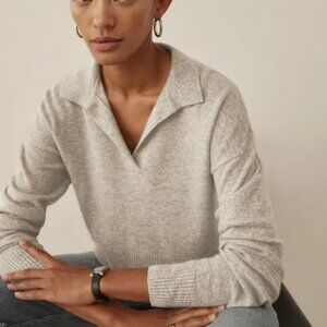Reformation Cashmere Polo Sweater Light Grey - Size XS